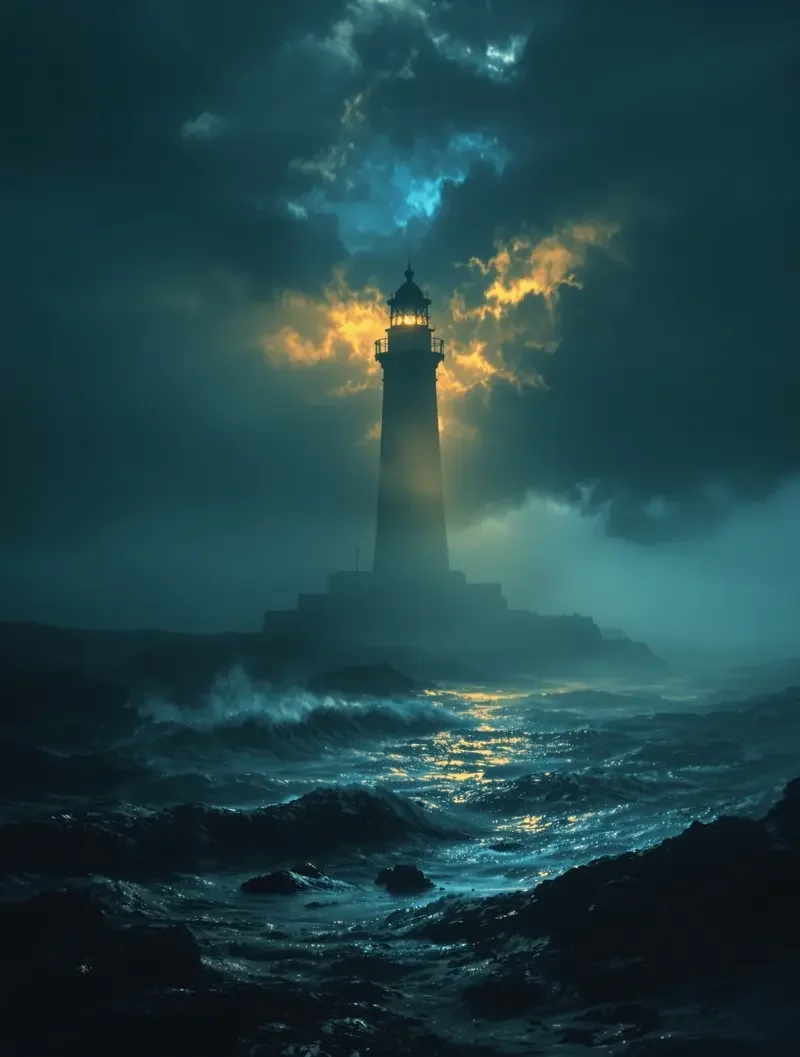 山脊上的灯海报